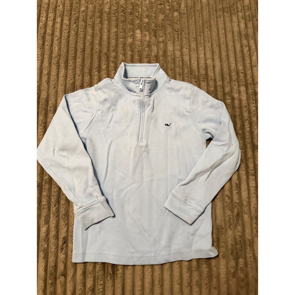 Vineyard Vines Boys Light Blue Cotton Quarter Zip Pullover Sweater Size S 8-10